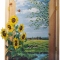 muurschildering zonnebloemen